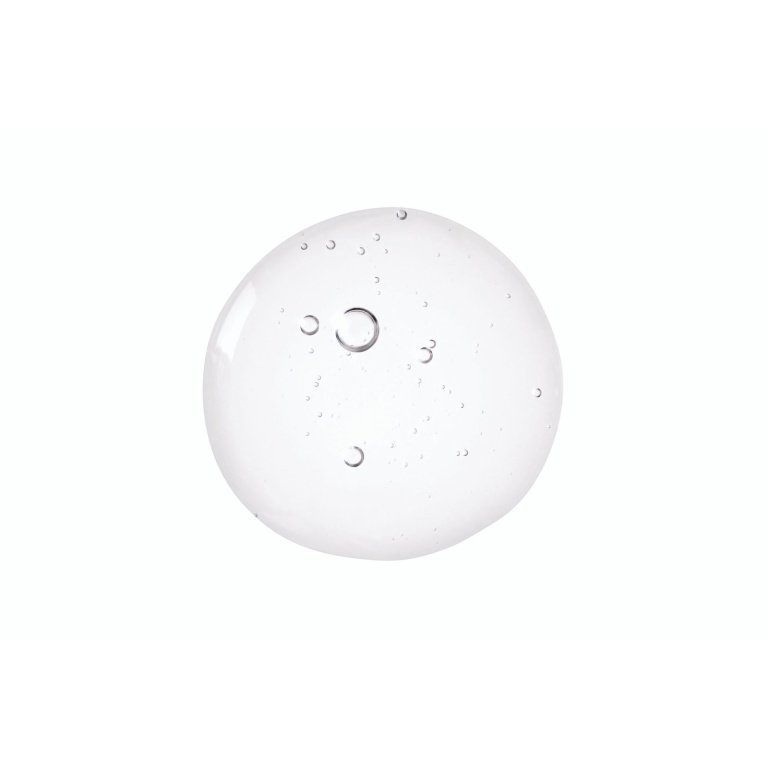 Serum texture. Clear liquid gel with bubbles swatch isolated on white background.