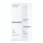 Mesoestetic Firm’up bodyshock firming cream with massage roller for tightening sagging skin.