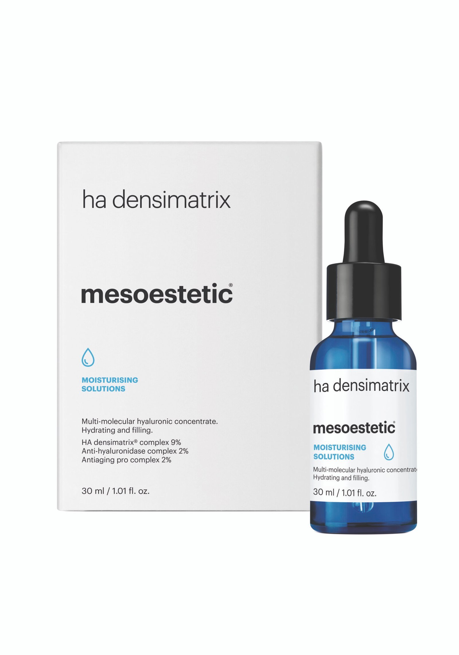 ha_densimatrix_BP_CMYK_300ppp-scaled Mesoestetic Ha Densimatrix hydrating hyaluronic acid serum 30ml bottle, for plumping and firming skin.