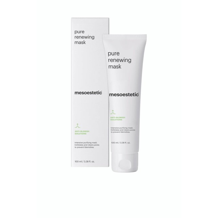 Mesoestetic Pure Renewing Mask, a purifying and exfoliating facial mask for acne-prone skin.