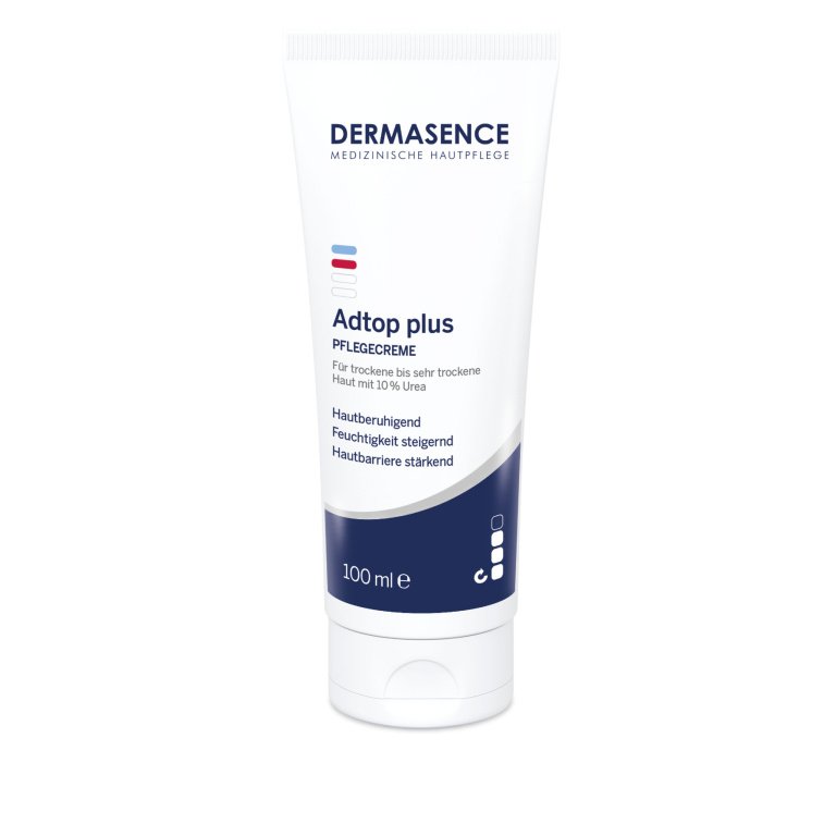 Dermasence Adtop Plus Care cream, 100ml white tube, for very dry and neurodermatitis-prone skin.