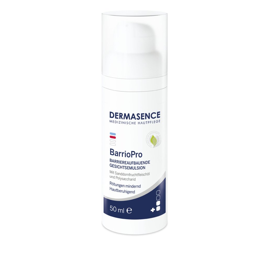 Dermasence BarrioPro 50ml Barrier-building Facial Emulsion for irritated and redness-prone skin.
