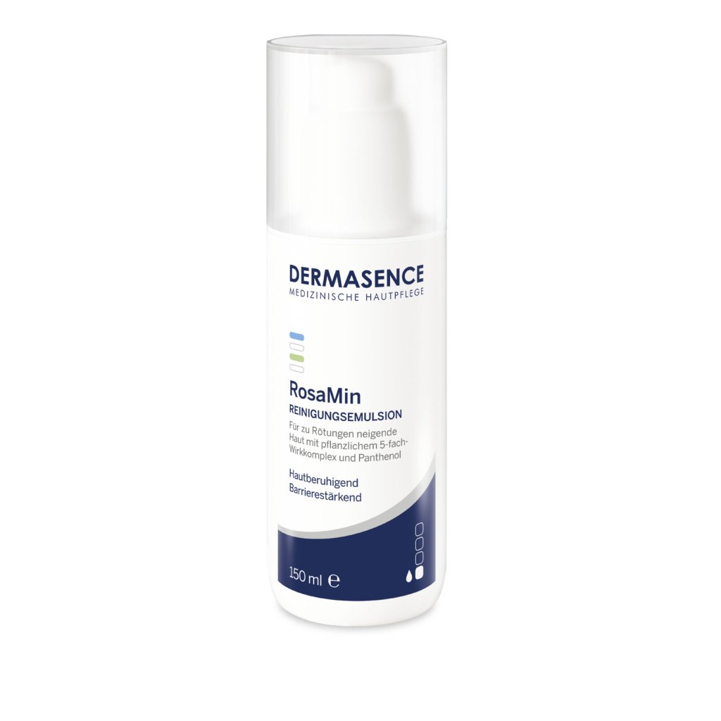 Dermasence RosaMin mild, soap-free, perfume-free cleansing emulsion for sensitive, rosacea-prone skin, 150ml.