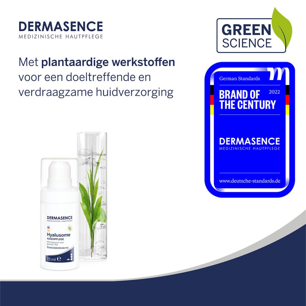 Dermasence Hyalusome anti-aging oogverzorging, 15 ml witte tube met hyaluronzuur