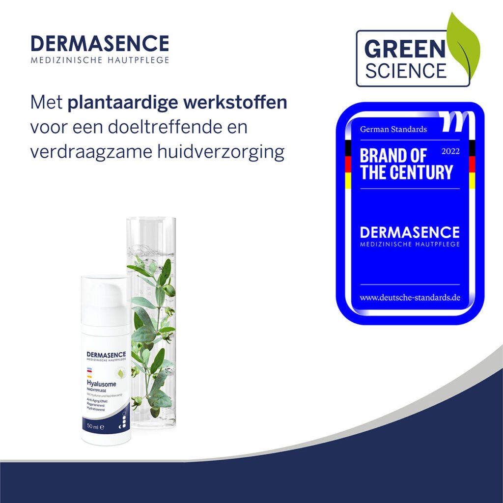 Dermasence Hyalusome Nachtpflege anti-aging night cream in a white jar, enriched with hyaluron