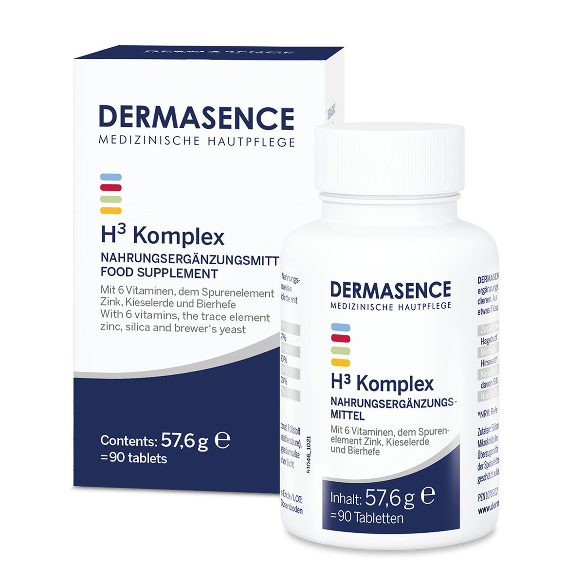 NL_DERMASENCE H³ KomplexB07N39QHYN.MAIN DERMASENCE H³ Komplex veganistisch voedingssupplement in tabletvorm voor gezonde huid, haar en nagels.