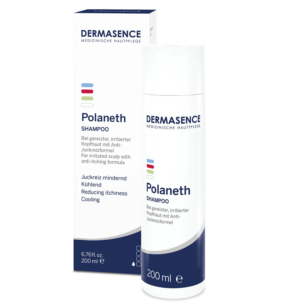 Dermasence Polaneth Shampoo (200 ml) for soothing irritated, sensitive scalp, reducing itching and pain.