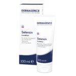 Dermasence Selensiv medicated shampoo in a white and green 100ml bottle, formulated for severe and recurring dandruff treatment.